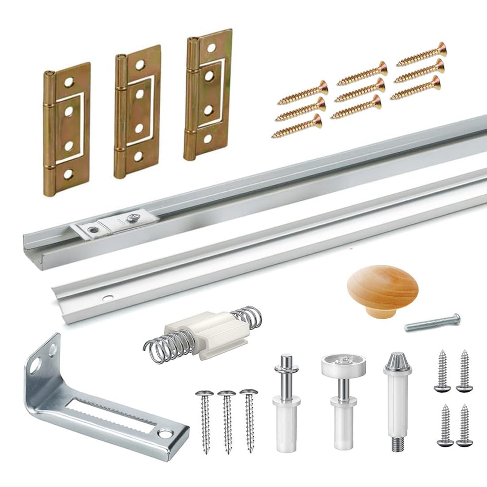 Augenweide bifold track assembly for smooth, durable operation of double doors