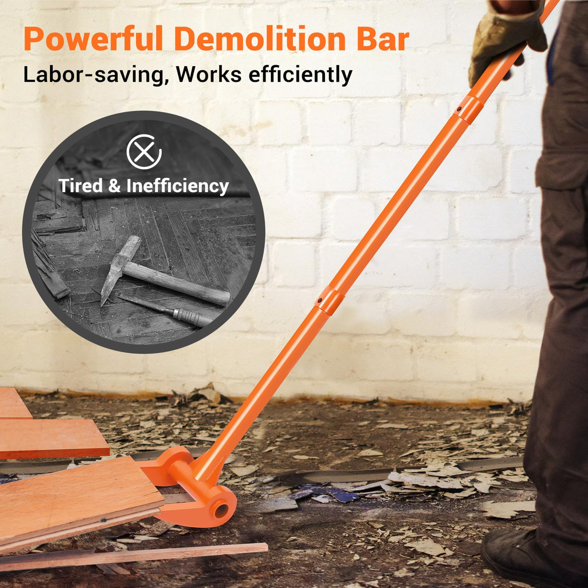 AugFir orange powder-coated finish improves tool visibility on site.