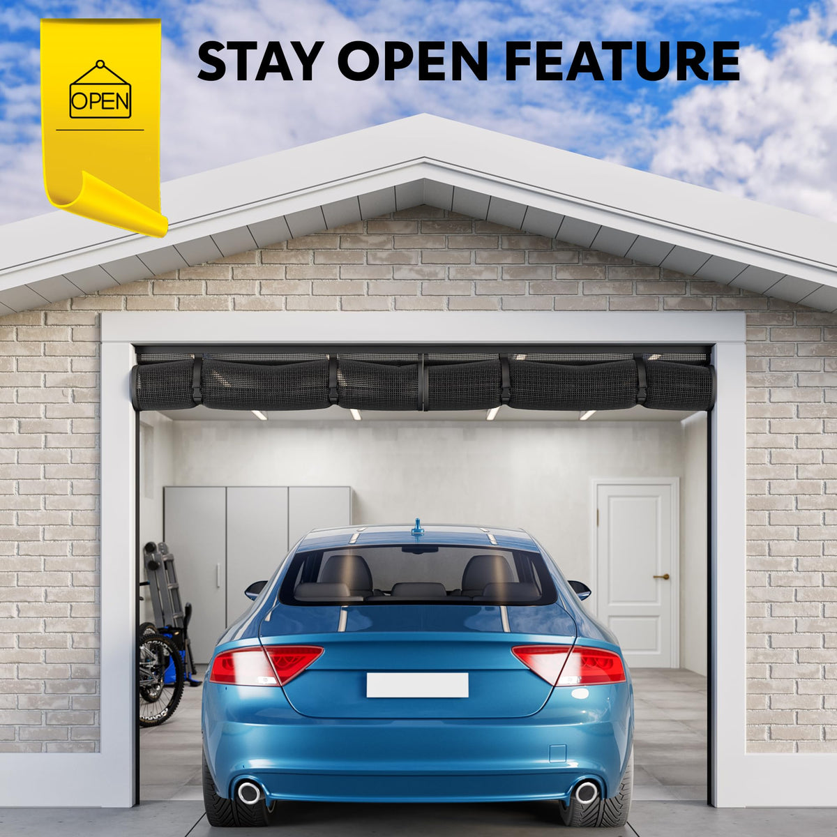 AUGO garage door screen magnetic closure provides seamless hands-free passage.