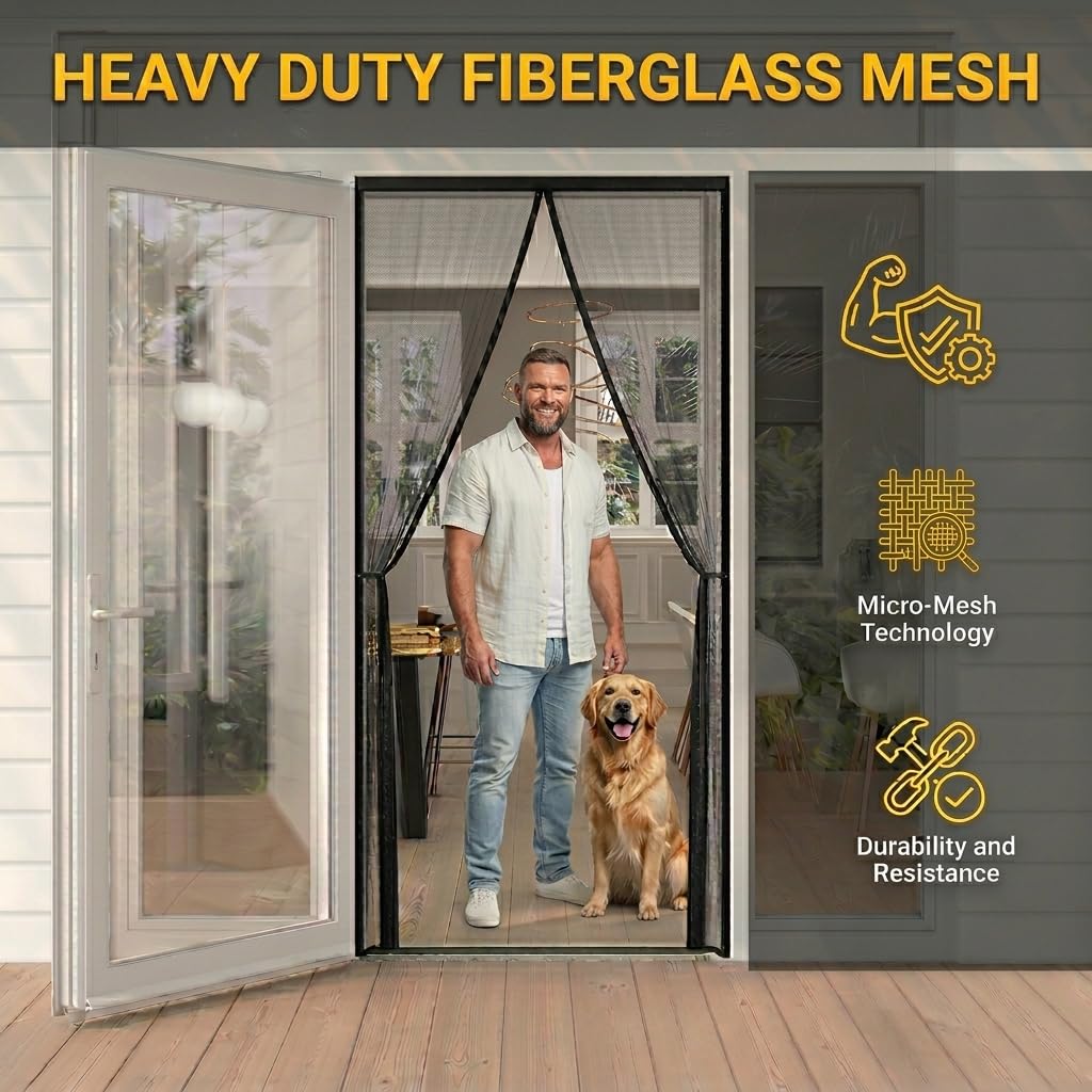 AUGO heavy-duty screen door designed for high-traffic homes.