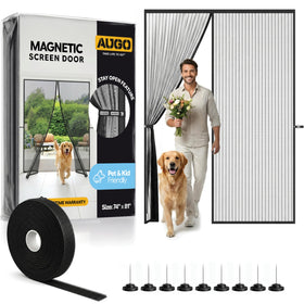 AUGO magnetic screen door full view 74x81 for hands-free entry and insect protection