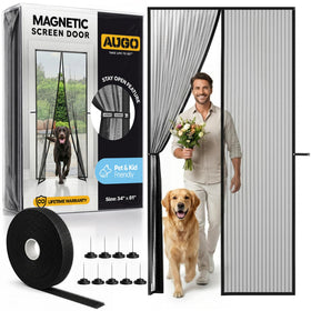 AUGO magnetic screen door overall view showing hands-free entry.