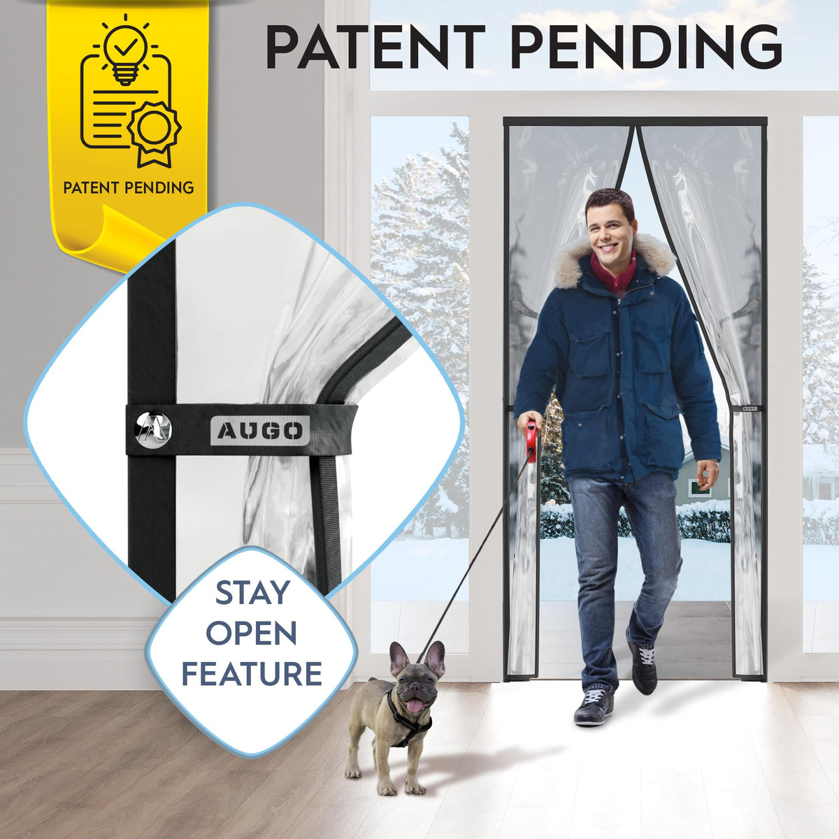 AUGO measurement guide illustrating door fit and dimensions for proper installation