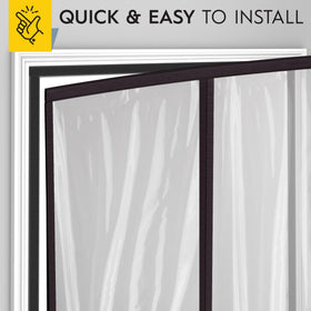 AUGO winter scene with curtain reducing cold air flow and enhancing indoor warmth