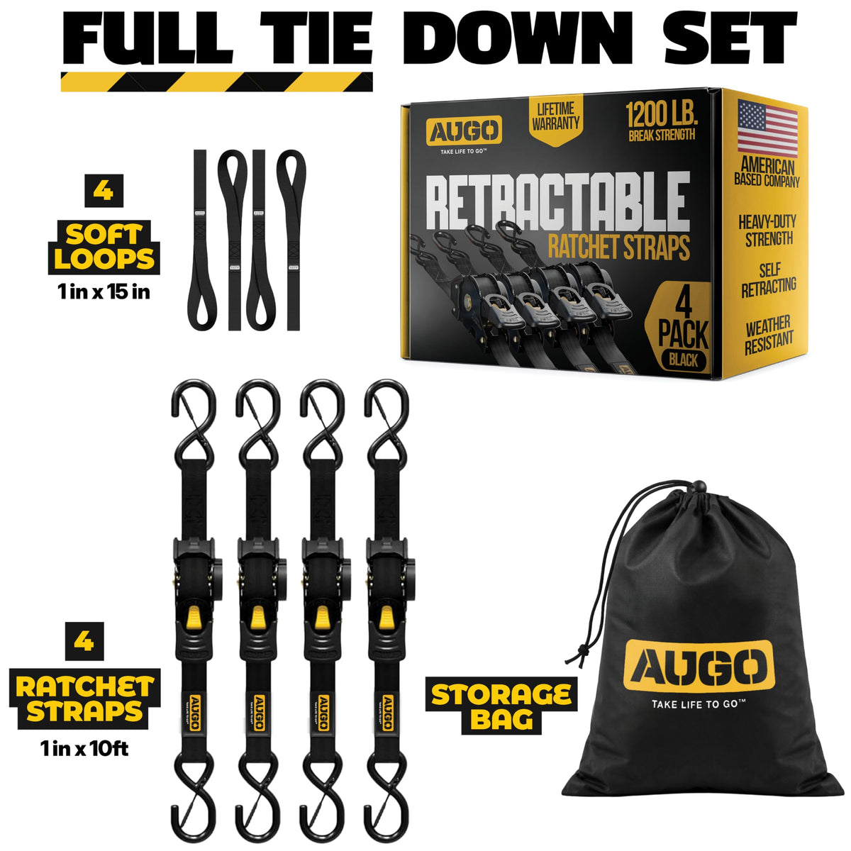 AUGO soft loops provide gentle anchor points for delicate loads.