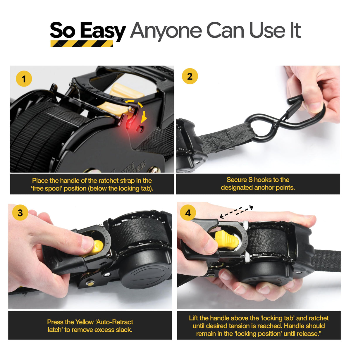 AUGO storage bag keeps straps organized in the garage or trunk.