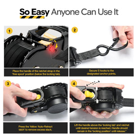 AUGO storage bag keeps straps organized in the garage or trunk.