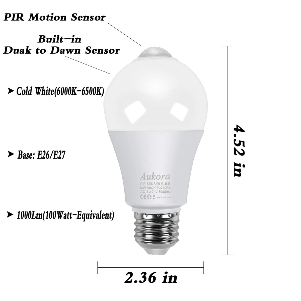 Aukora motion sensor bulb illuminates the porch as you approach at night