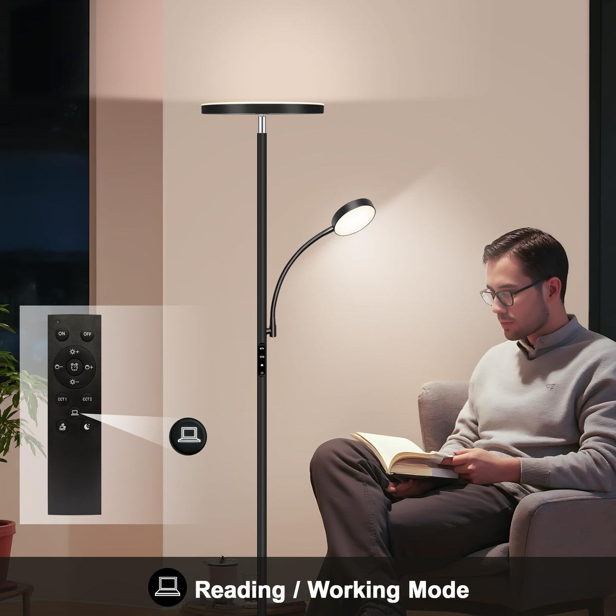 Aulaiyi floor lamp stable base and tilt safety design support busy homes.