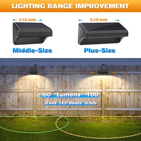 Aulanto solar fence light on fence with warm white glow for path lighting