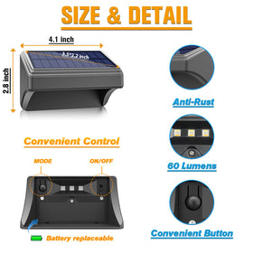 Aulanto IP65 solar fence lights withstands rain and dust for outdoor use