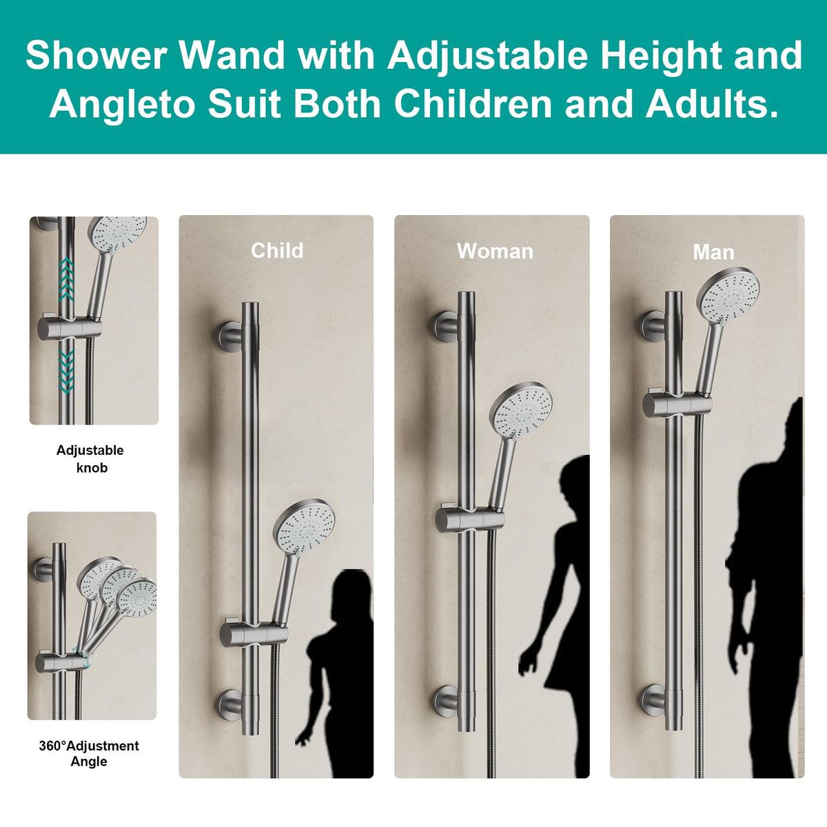 AULEEND 5-function handheld showerhead with versatile spray options.
