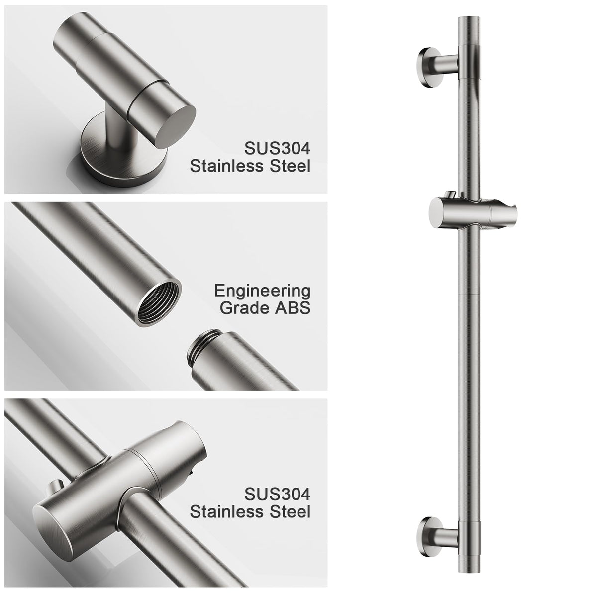 AULEEND 59-inch hose offers flexible reach during showers.