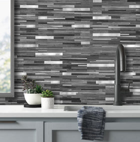 AULIGET black metal finish backsplash adds contrast and moisture resistance for kitchens.