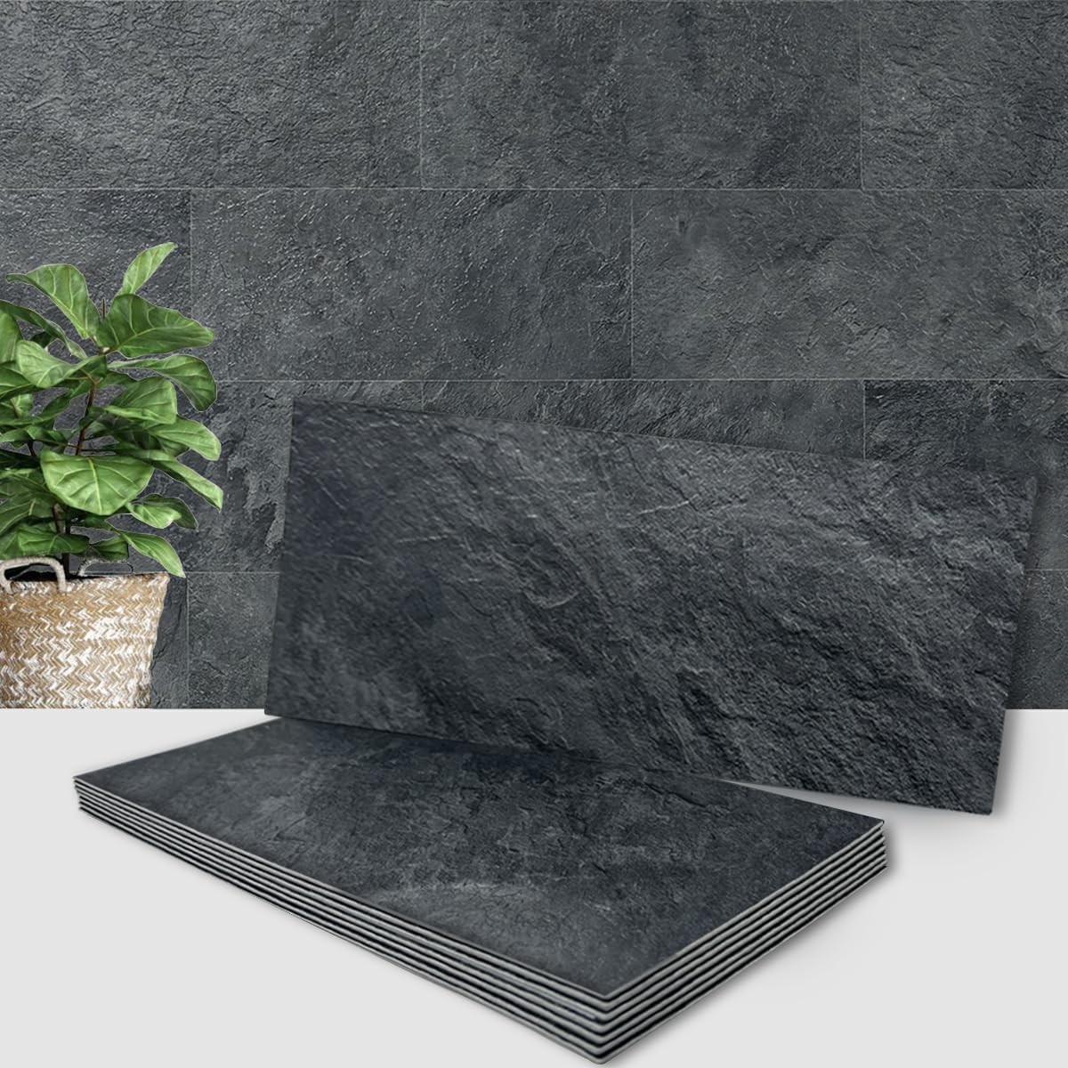 AULIGET black slate peel-and-stick tiles for quick backsplash upgrade