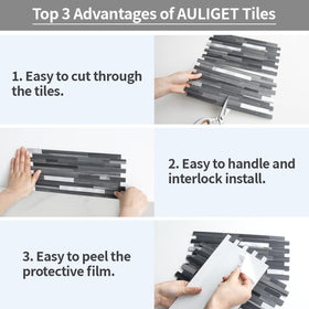 AULIGET durable backsplash panels suit kitchens, bathrooms, and laundry areas.