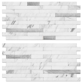 AULIGET white marble look peel-and-stick tiles for a quick kitchen upgrade.