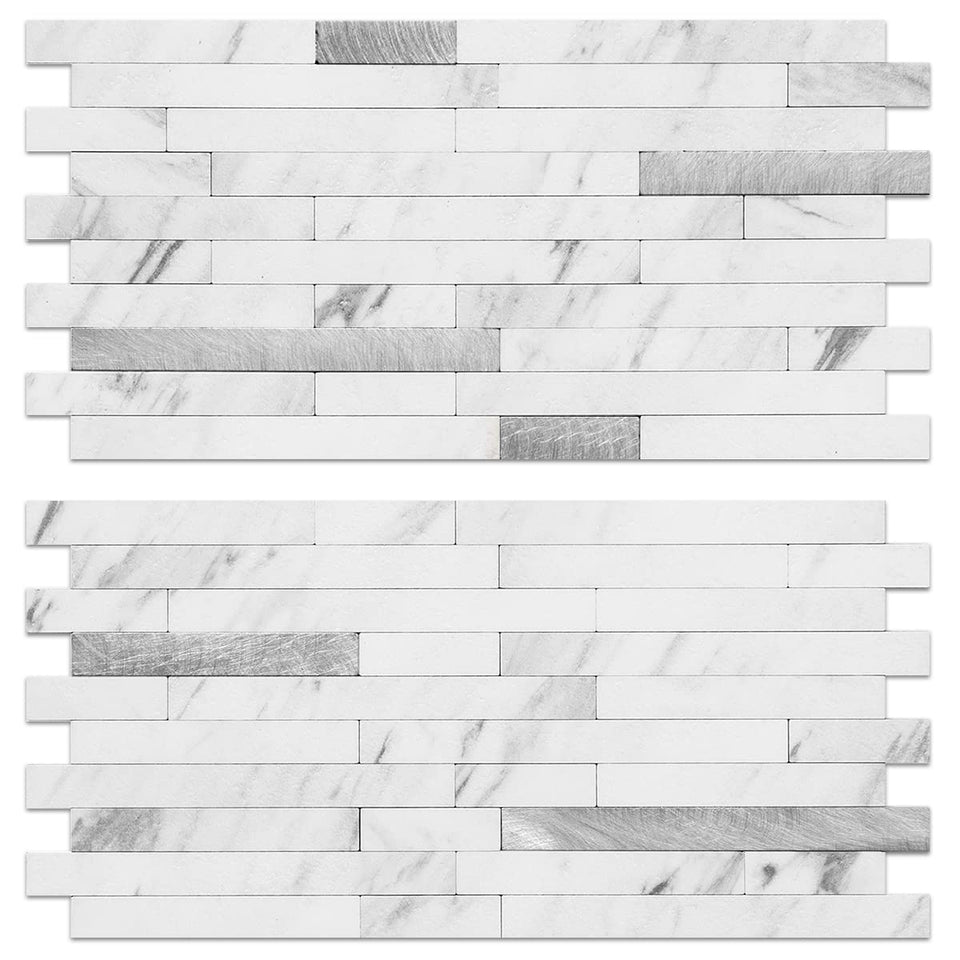 AULIGET white marble look peel-and-stick tiles for a quick kitchen upgrade.