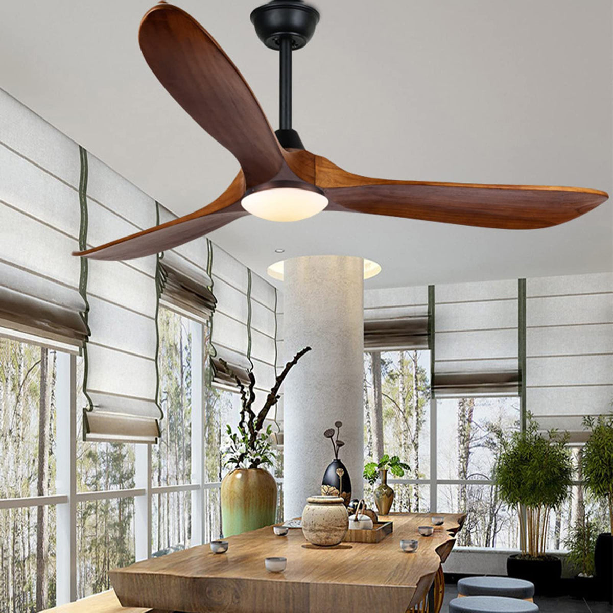 AUNLPB Farmhouse 60-inch ceiling fan with LED light for outdoor patios and living spaces.