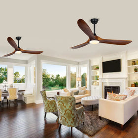AUNLPB solid wood blade ceiling fan brings natural warmth to interiors.