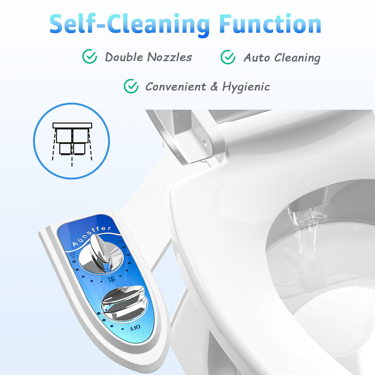 Aünsffer bidet attachment ultra-slim design fits most toilets