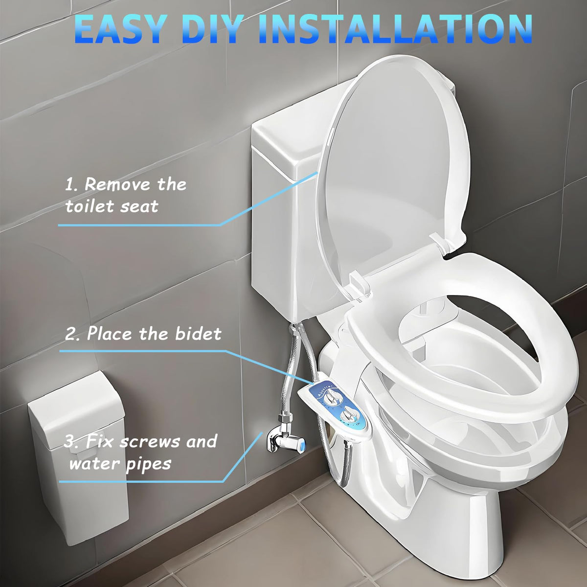 Aünsffer bidet attachment on a standard toilet ready for use