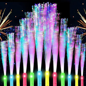 Auntzyj color LED fiber-optic sticks illuminate with 24 sources for vibrant party visuals.