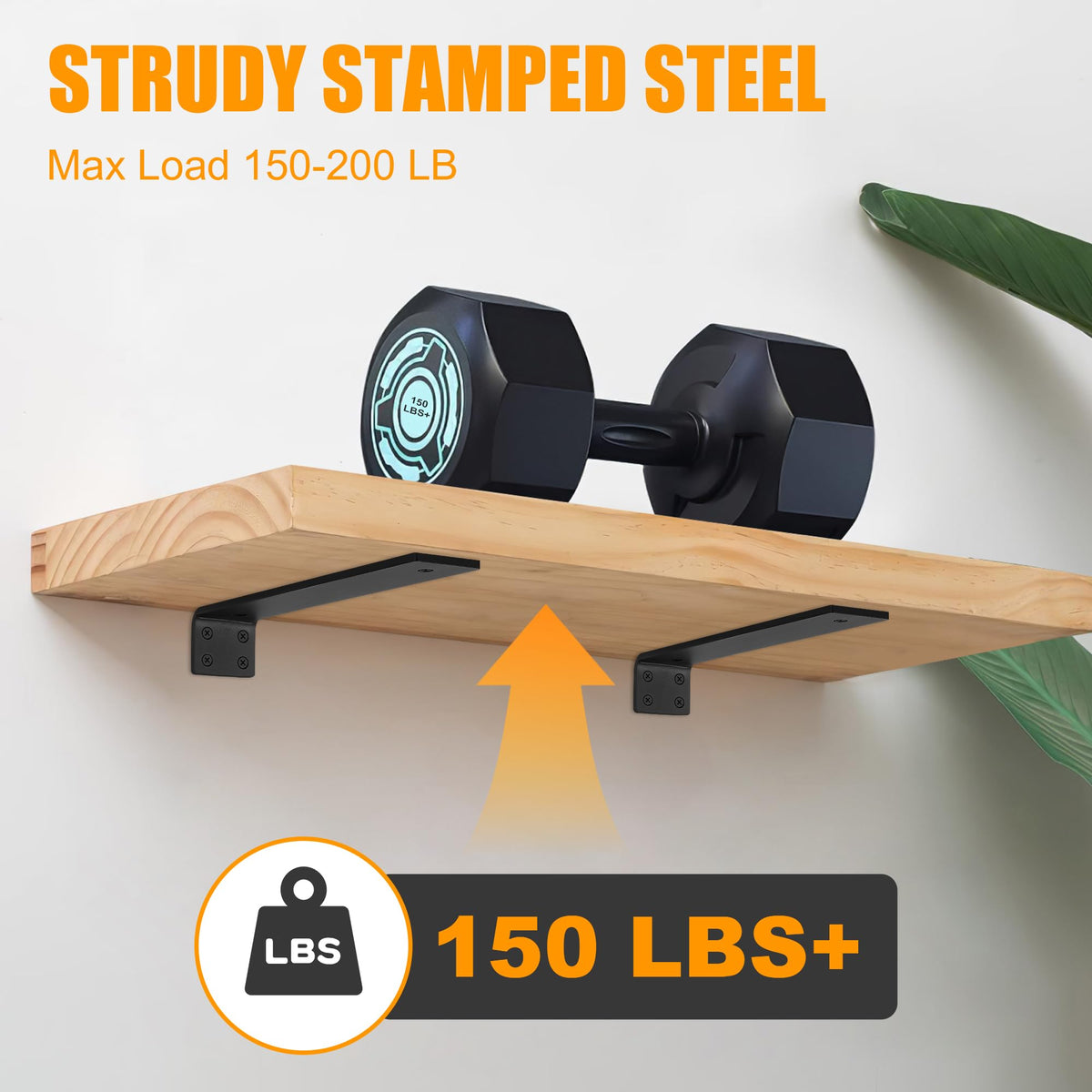 Aunulahca 10-inch wall-mounted bracket installed, demonstrating strong support for open shelves