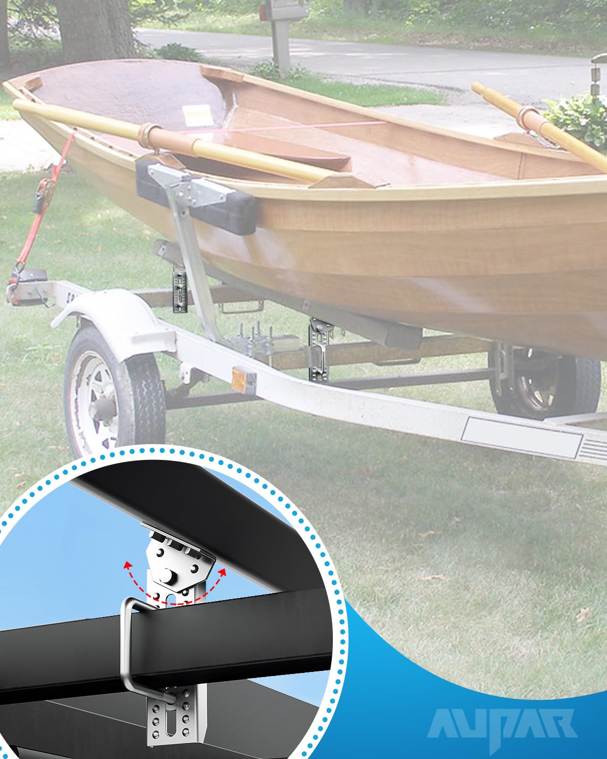 Aupar bunk brackets securely support boats during transport in wet dock conditions
