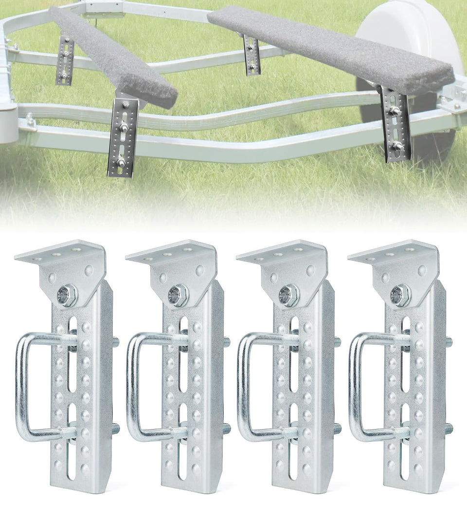 Aupar heavy duty 8-inch bunk brackets providing strong hull support on a trailer