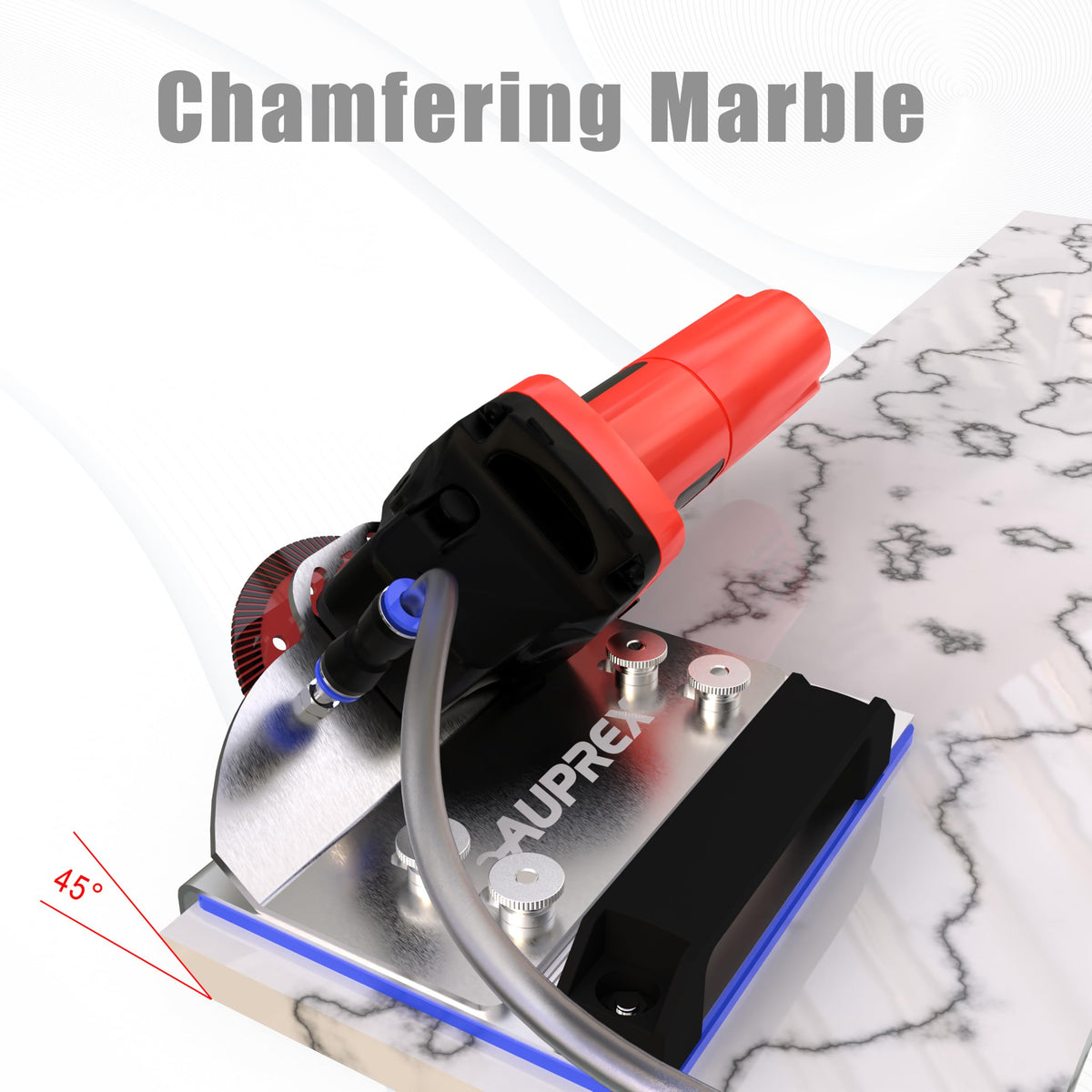 AUPREX grinder attachment for chamfering supports precise edge finishing.