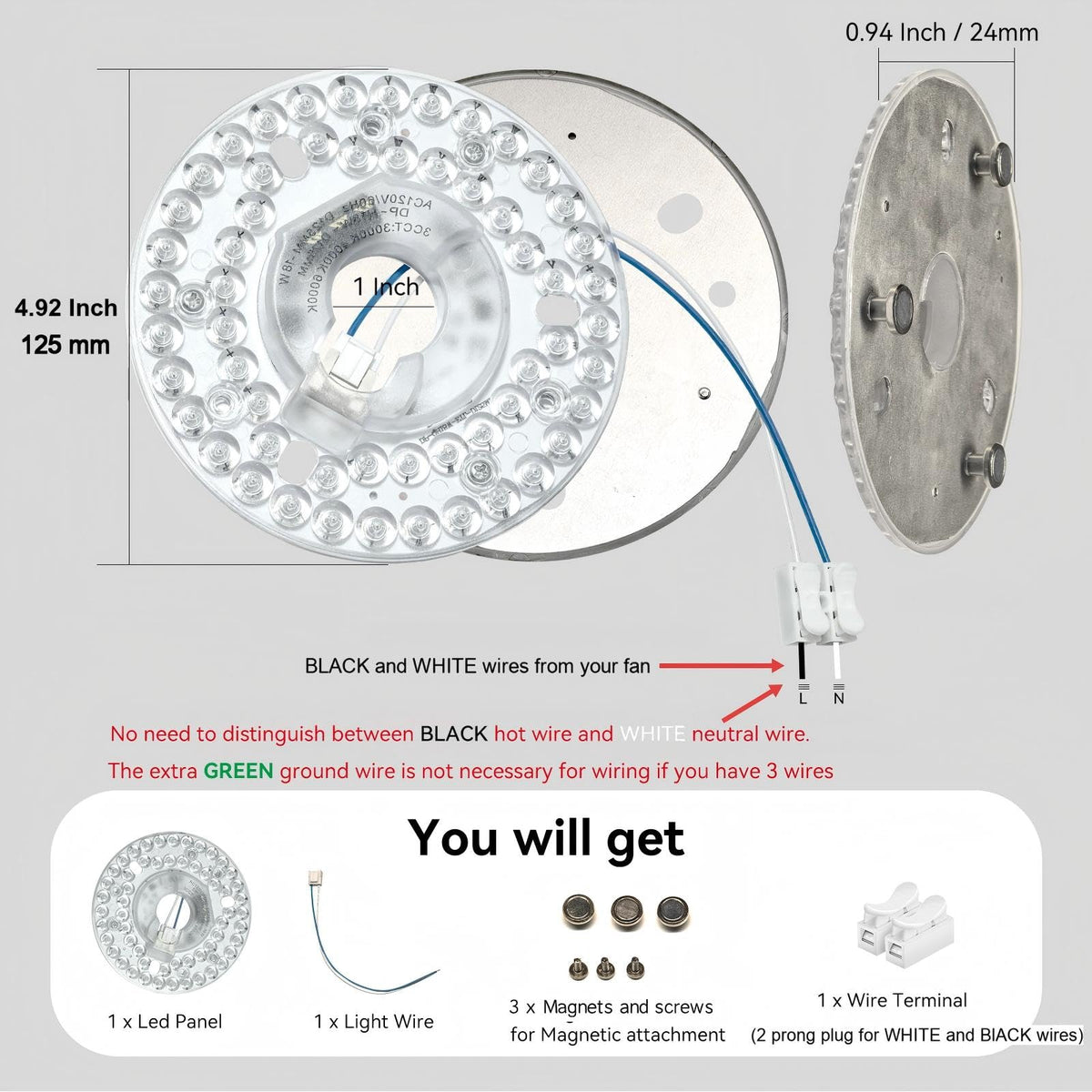 AUPRUN 1500LM LED module delivers bright, consistent ceiling lighting.