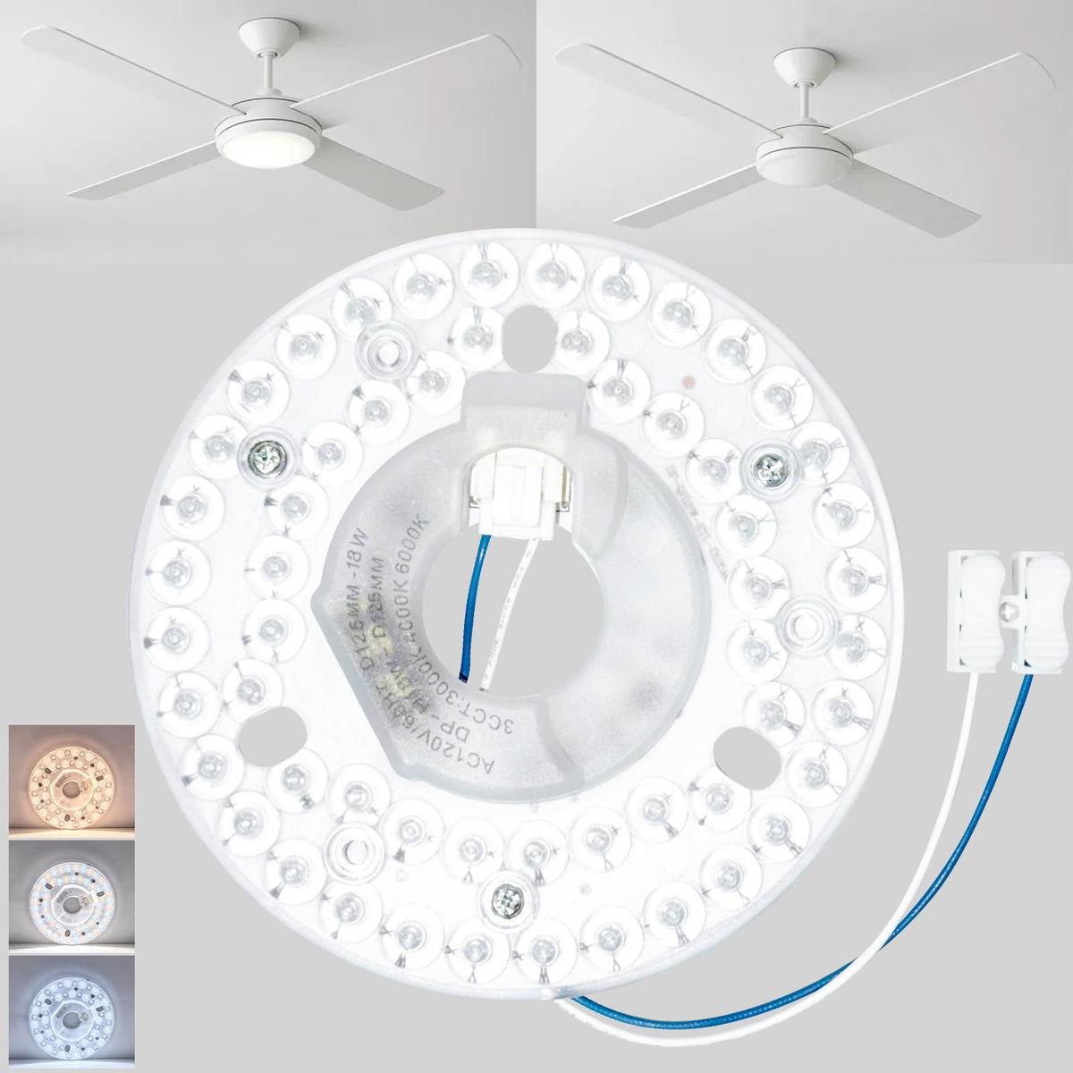 AUPRUN ceiling fan LED board magnetically attached for fast installation.