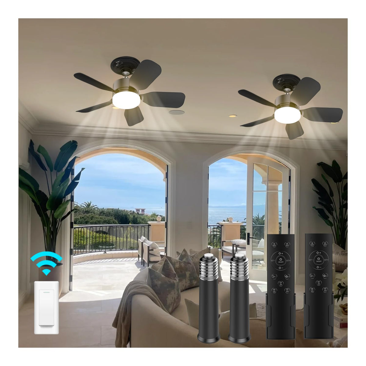 Aupuslite 20-inch socket fan light with remote for versatile room lighting and airflow