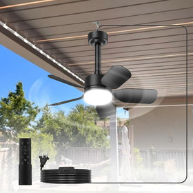 Aupuslite 20-inch ceiling fan with remote and light for portable indoor/outdoor spaces
