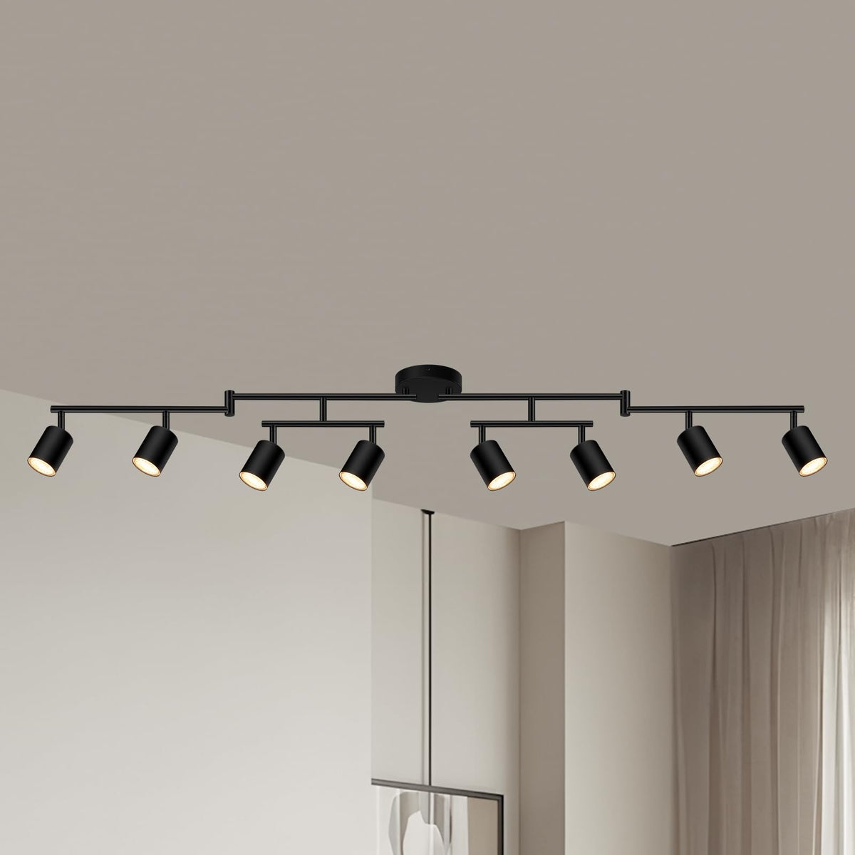 AUQUEE 8-light track lighting fixture on ceiling offering wide-area illumination