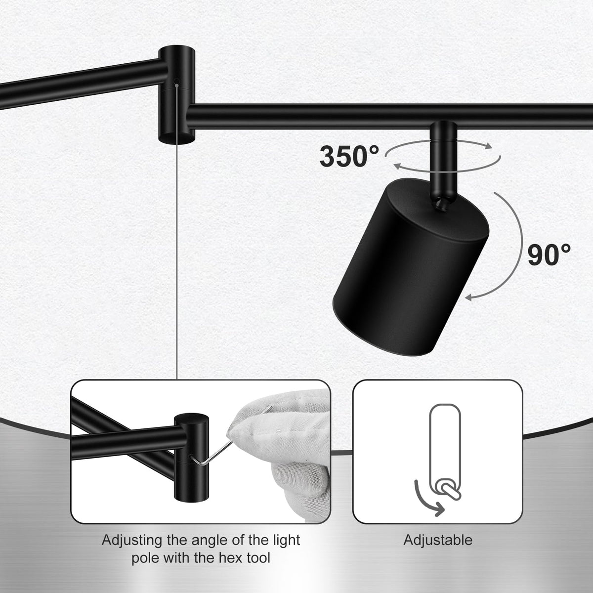 AUQUEE matte black kitchen track head with adjustable rotation for targeted tasks