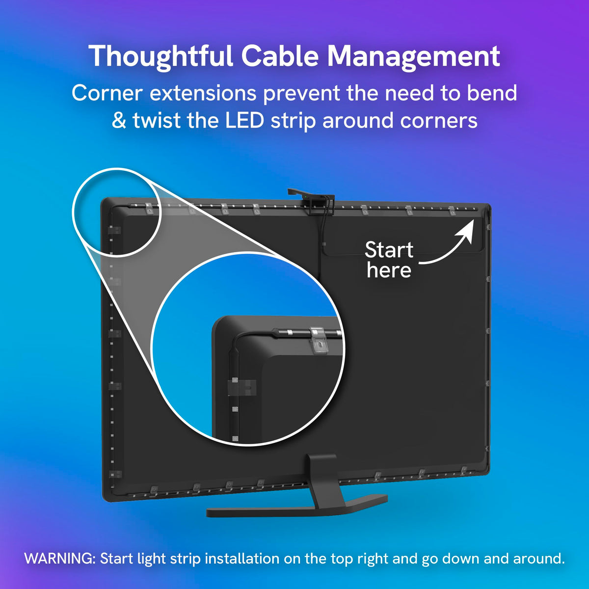 Aura Labs backlight fits 75 to 85 inch TVs for seamless setup.
