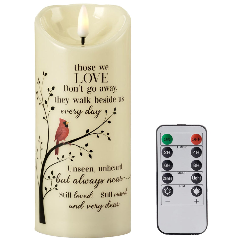 Aurabee flameless memorial candle with remote for easy room wide control