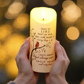 Aurabee memorial candle as a gentle night light in a bedroom