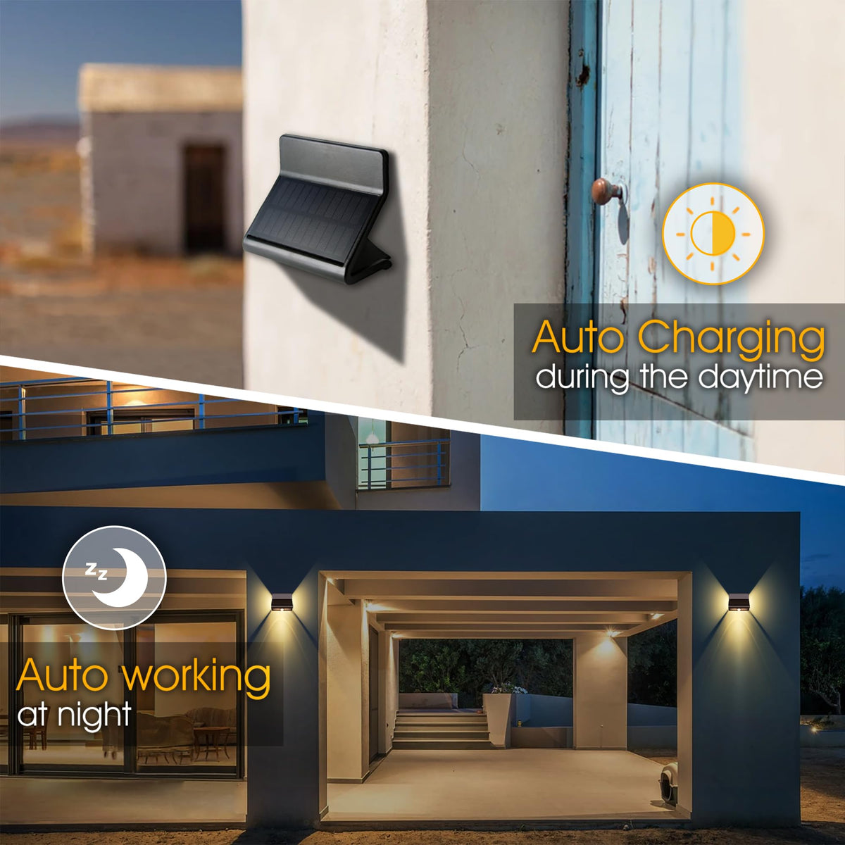 AURAXY porch area light offers convenient, hands-free lighting after dark.