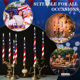 Aurelema patriotic candles suit festive tabletops and gatherings.