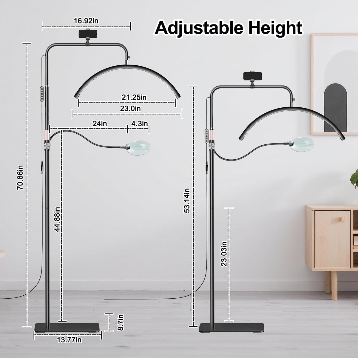 Sturdy metal base prevents tipping during detailed tasks