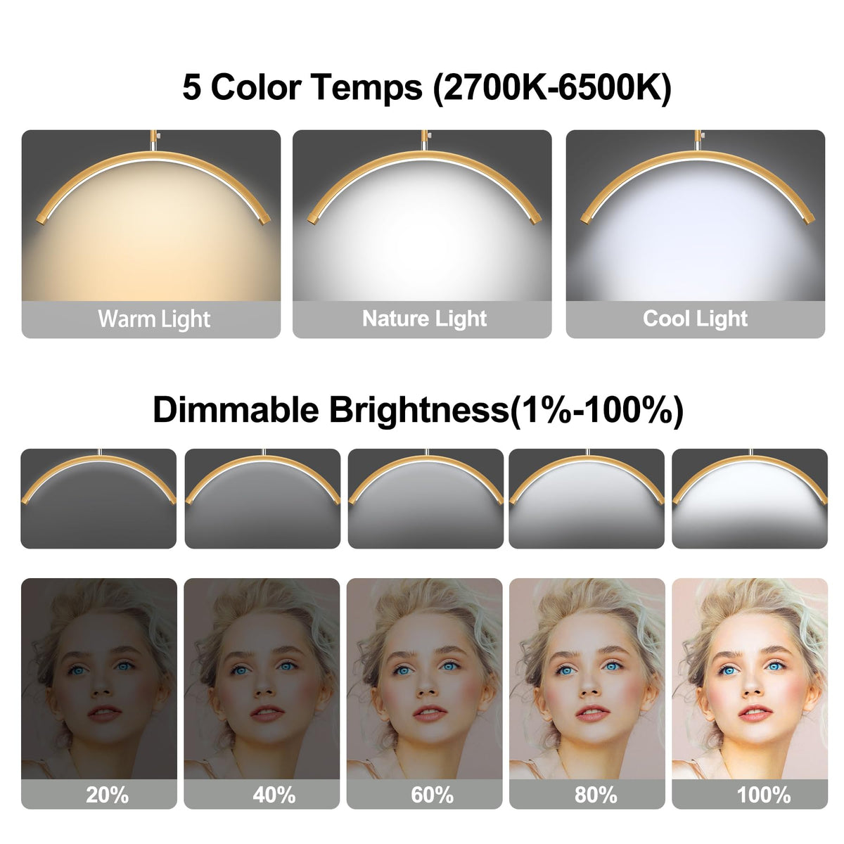 AURELLE lash light height-adjustable stand for ideal positioning