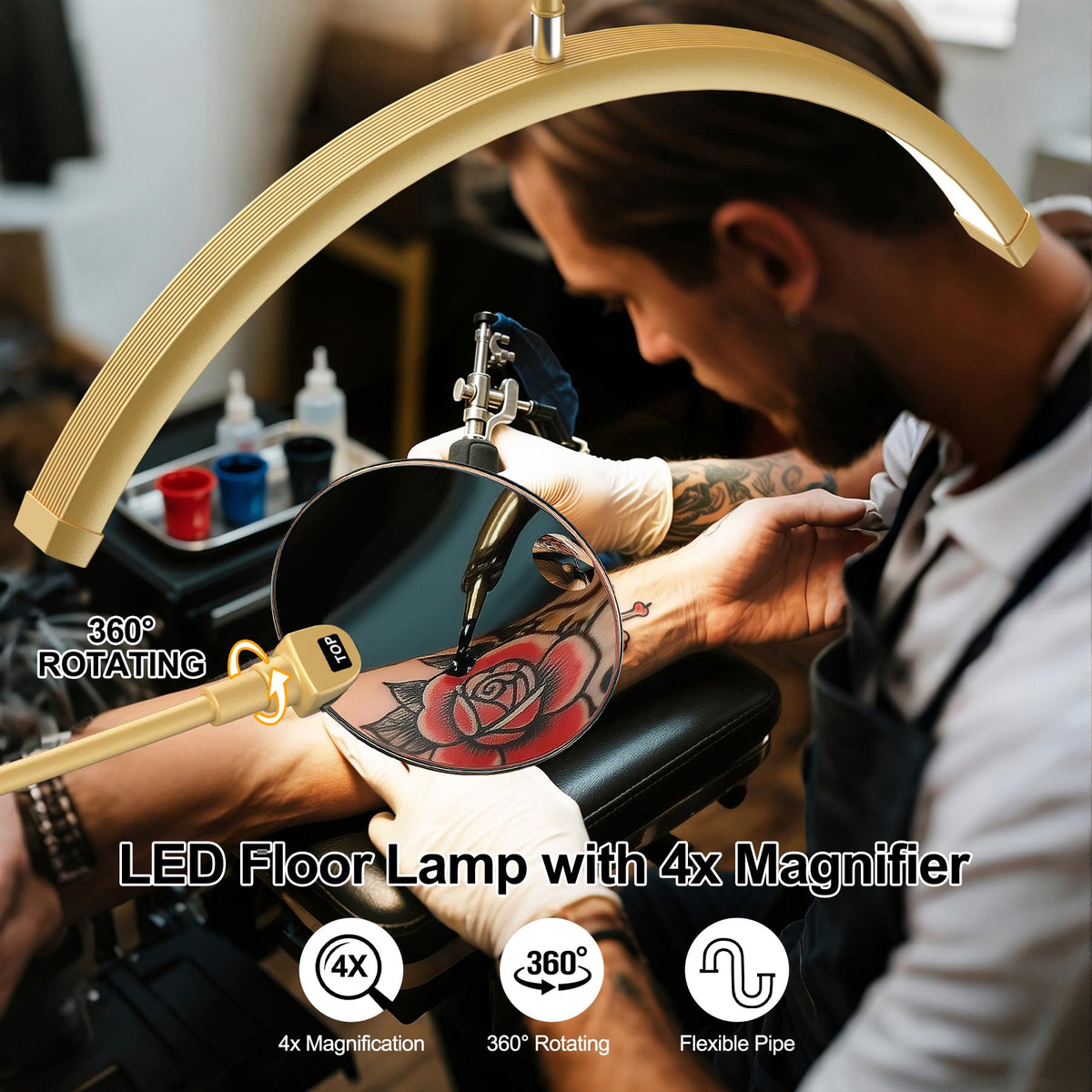 AURELLE lash light rotating head allows versatile lighting angles