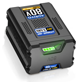AURIVO 3.5Ah battery fits Kobalt 80V tools with a secure click-in connection.
