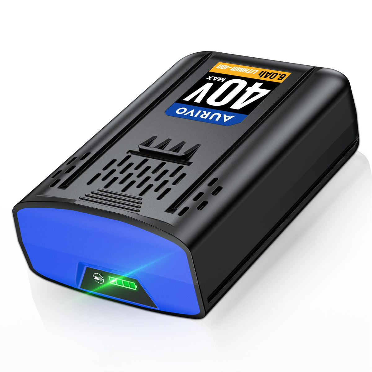 AURIVO 6.0Ah battery beside Kobalt 40V tools showing broad compatibility