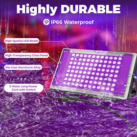 AUROHOPE 100W UV black light with 160° beam for large area coverage.