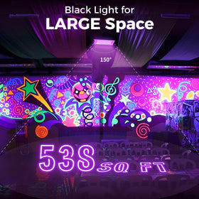 AUROHOPE 100W UV black light side angle shows rugged aluminum housing and IP66 protection.