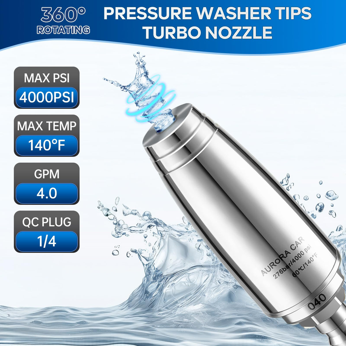 AURORA CAR turbo nozzle with ceramic core demonstrating durability and long life.